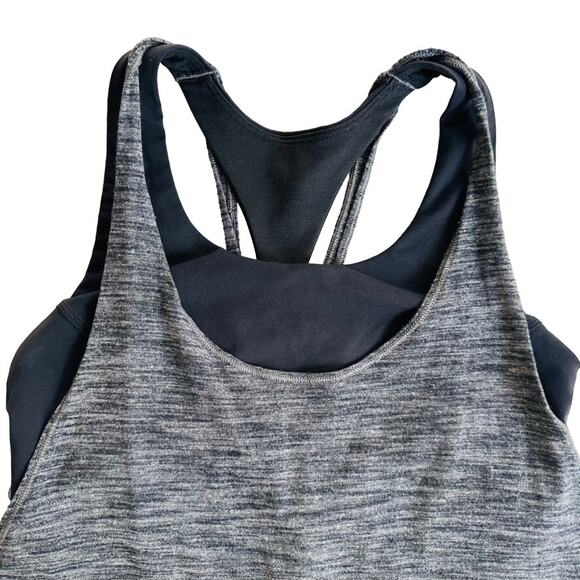 Lululemon Twist & Toil Tank Size 4 Heathered Black Grey 2-in-1 Bra Tank - Picture 4 of 8